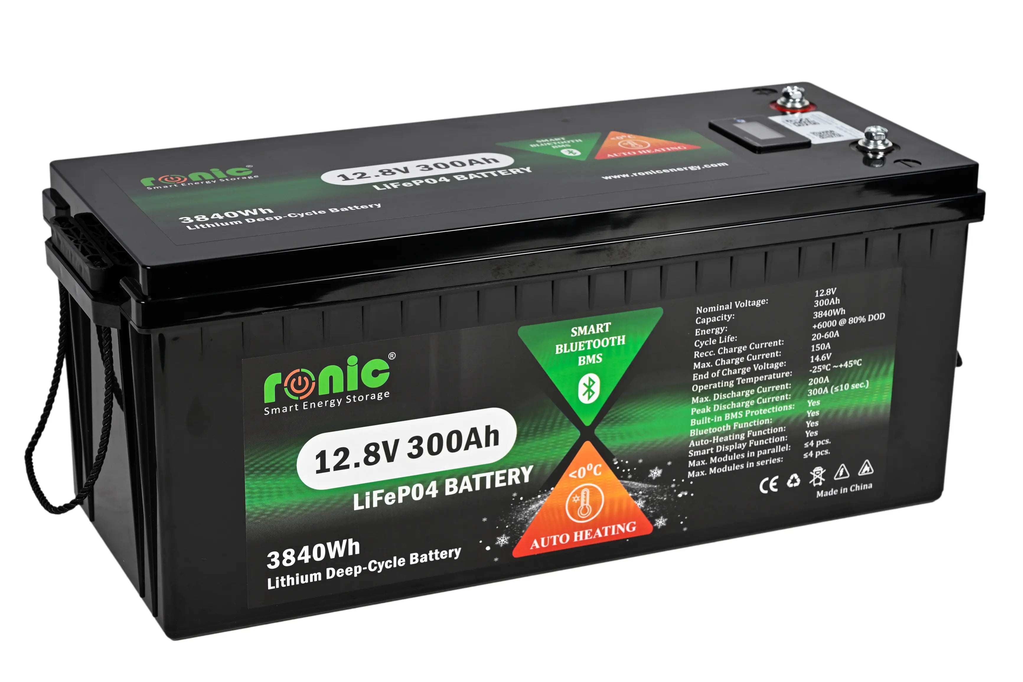 Baterie/Acumulator LiFePO4, 12.8V 300Ah, functie Bluetooth si Auto-Incalzire, model LFP12300BTHK