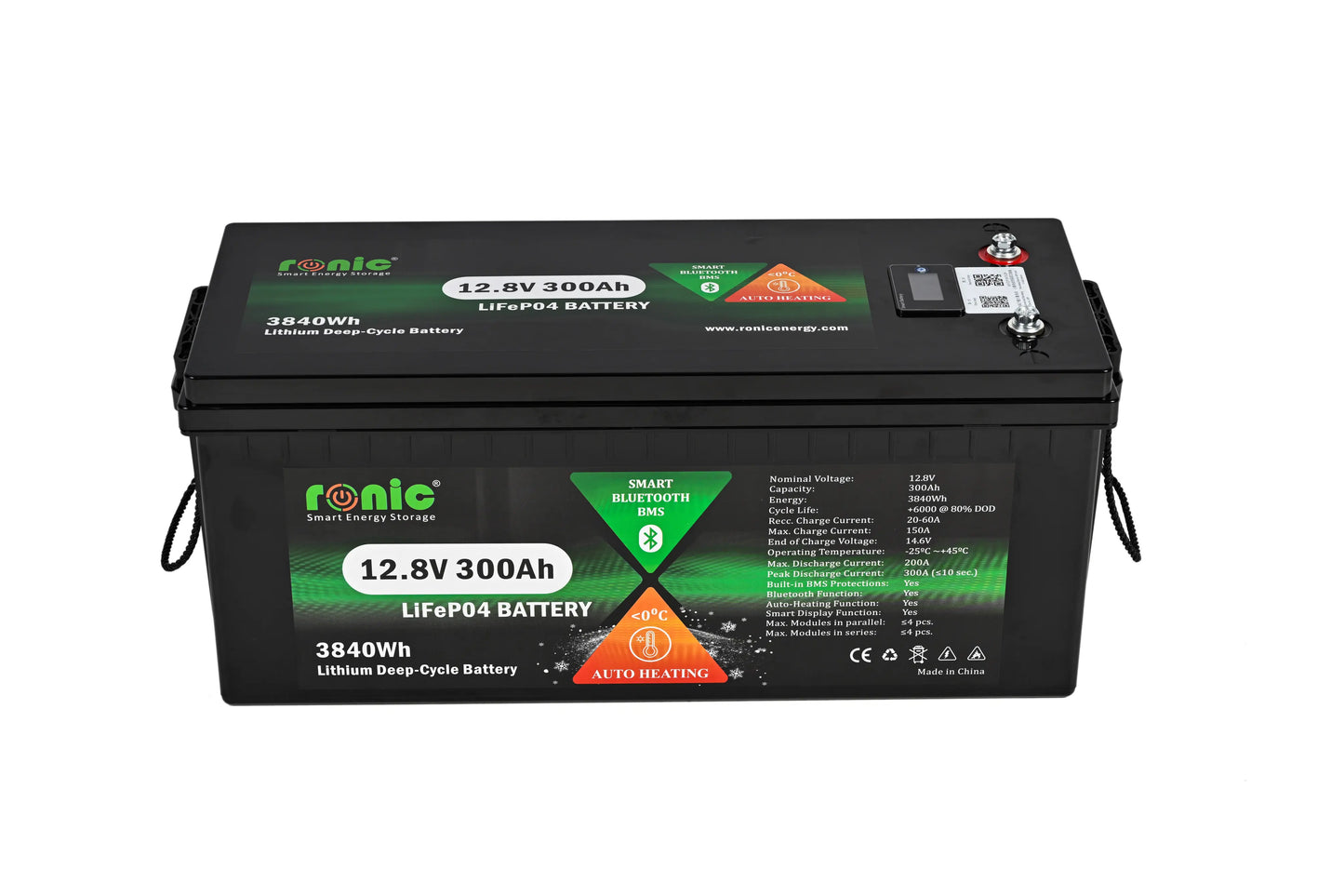 Baterie/Acumulator LiFePO4, 12.8V 300Ah, functie Bluetooth si Auto-Incalzire, model LFP12300BTHK