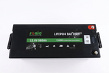 Fii Rulotist LiFePO4 12.8V 560Ah battery with Bluetooth and auto-heating, shown in the product image.