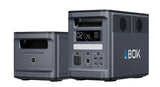 ABOK Ark2000 supplementary battery with 1536Wh LiFePO4 cells, shown in a sleek black design for portable energy storage.