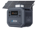 Portable 2500W LiFePO4 current station, model ABOK ARK2500, with digital display and sturdy handle for outdoor use