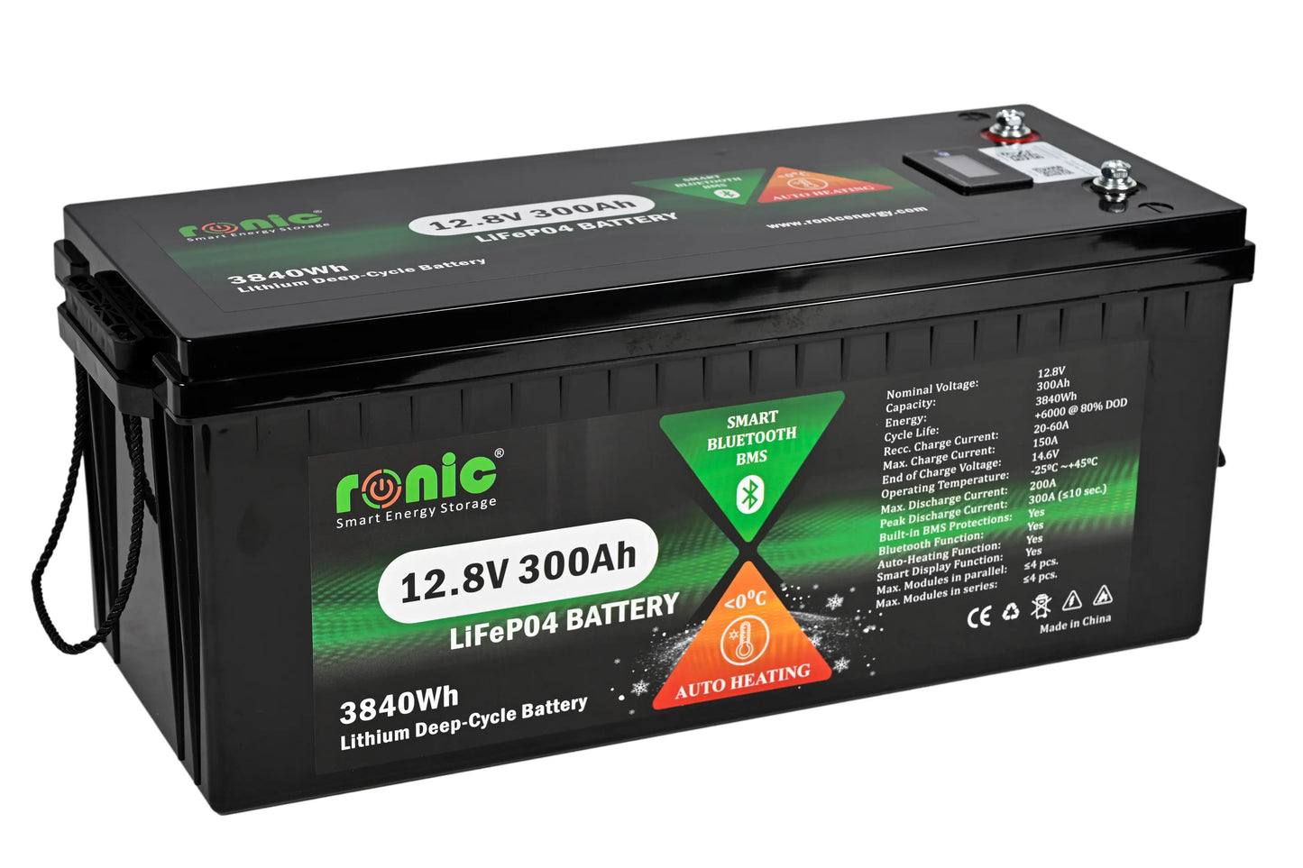 Baterie/Acumulator LiFePO4, 12.8V 300Ah, functie Bluetooth si Auto-Incalzire, model LFP12300BTHK